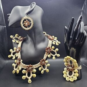 Elegant Floral Necklace and Earring Set
